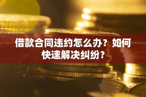 武汉借款合同违约怎么办？如何快速解决纠纷？